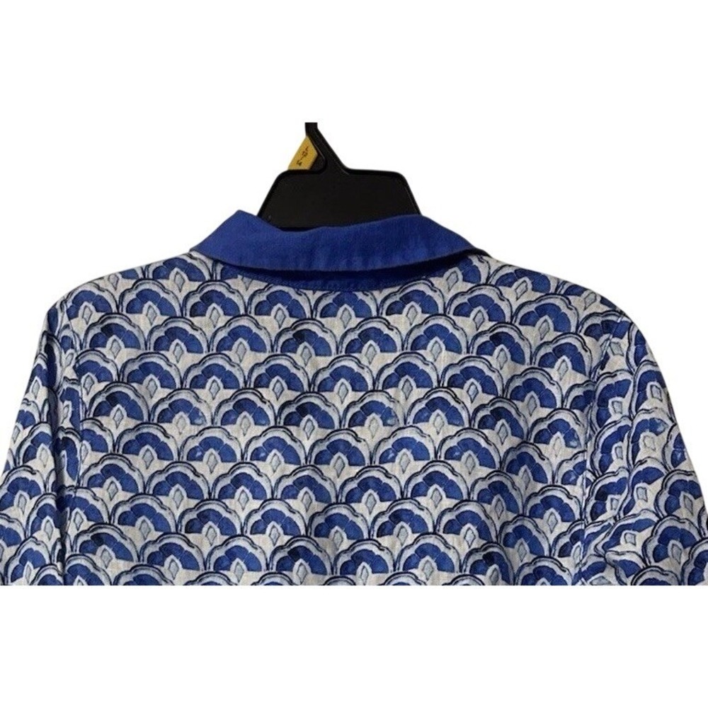 NWT Sigrid Olsen Womens Blue 3/4 Sleeve Linen Top Blouse Shirt Size Medium - Picture 8 of 9